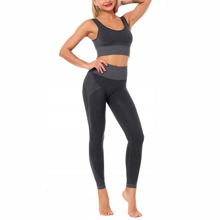 Komplet zestaw sportowy legginsy bezszwowe + top 
