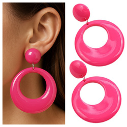 Neonowe kolczyki koła różowe