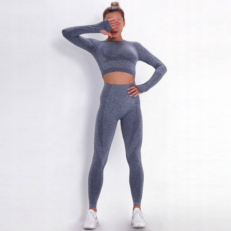 Komplet zestaw sportowy legginsy bezszwowe + top 
