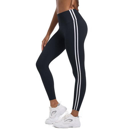 Czarne legginsy sportowe z lampasami