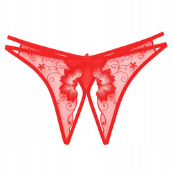 Stringi damskie paseczki majtki z rozcięciem haft