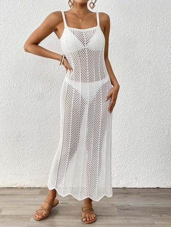 Długa ażurowa sukienka plażowa boho MAXI