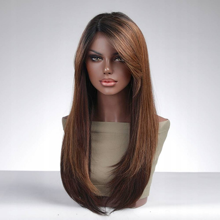Peruka długa prosta brąz lace front