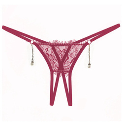 Stringi damskie paseczki z rozcięciem perełka