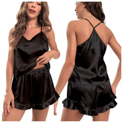 Piżama satynowa spodenki top dwuczęściowa