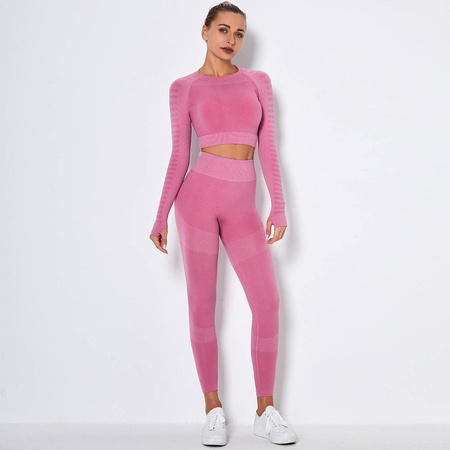 Komplet zestaw sportowy legginsy bezszwowe + top 