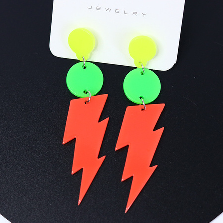 Neonowe kolczyki błyskawice pomarańczowe