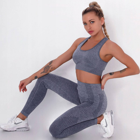 Komplet zestaw sportowy legginsy bezszwowe + top 