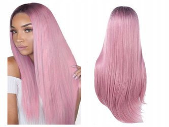 Peruka długa ombre różowa prosta