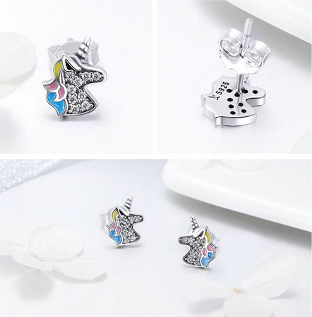 Srebrne kolczyki - jednorożce