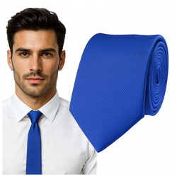 Krawat śledzik prążkowany - chabrowy