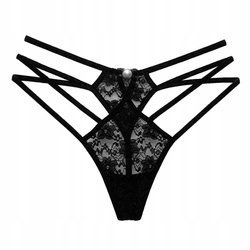 Stringi damskie paseczki z rozcięciem perełka