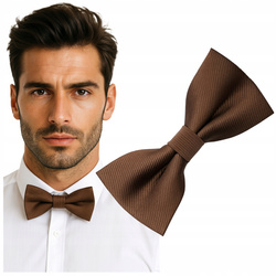 Mucha męska prążkowana - brązowa