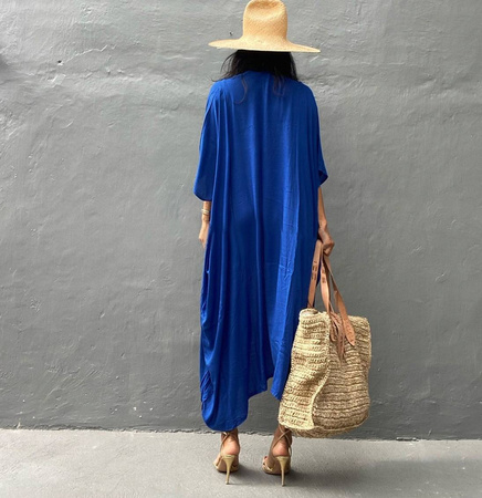 Pareo długa narzutka plażowa tunika z paskiem