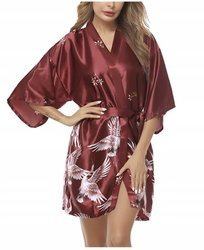 Szlafrok damski satynowy w żurawie