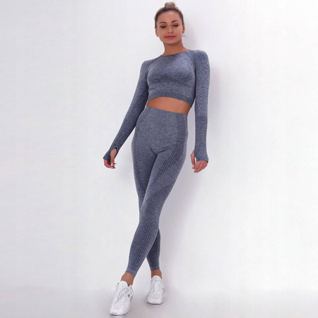 Komplet zestaw sportowy legginsy bezszwowe + top 