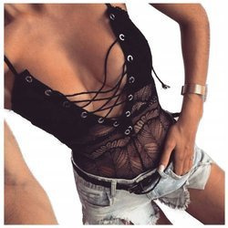 Body koronkowe na ramiączkach dekolt wiązanie