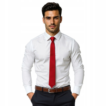 Krawat śledzik prążkowany - czerwony