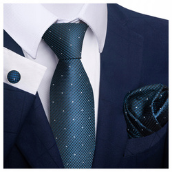 Elegancki zestaw krawat + poszetka + spinki do mankietów