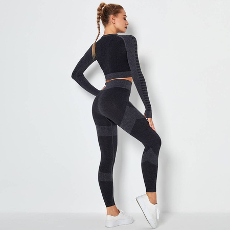 Komplet zestaw sportowy legginsy bezszwowe + top 