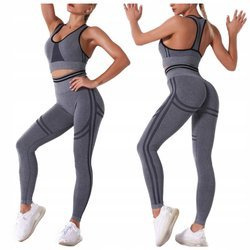 Komplet zestaw sportowy legginsy bezszwowe + top