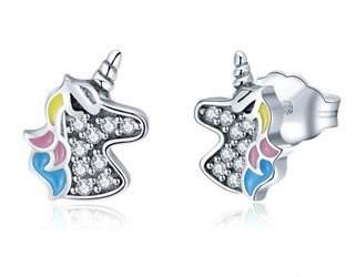 Srebrne kolczyki - jednorożce