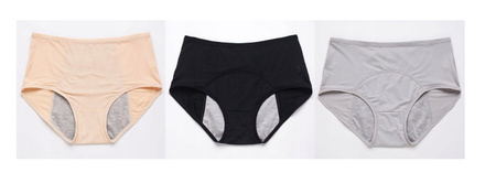 Majtki menstruacyjne czarne nieprzeciekające - zestaw 3 sztuki