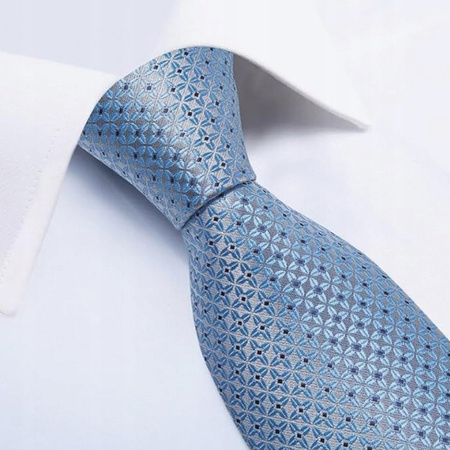 Żakardowy zestaw - krawat + poszetka + spinki