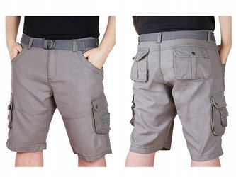 Spodenki męskie szare bojówki z kieszeniami