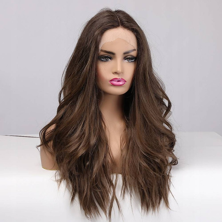 Peruka długa brązowa falowana lace front