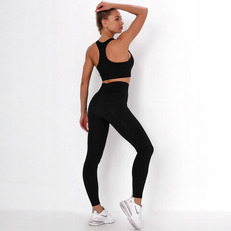 Komplet zestaw sportowy legginsy bezszwowe + top 