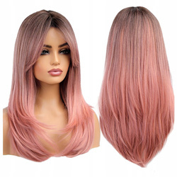 Peruka długa ombre różowa grzywka