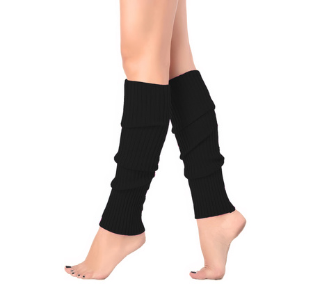 Czarne prążkowane ocieplacze na nogi – getry 