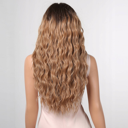 Peruka lace front długa brąz fale
