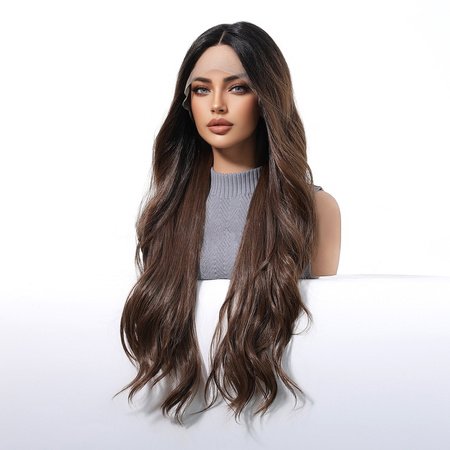 Peruka długa lace front brązowa fale