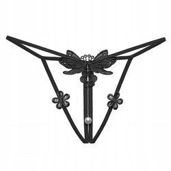 Stringi damskie paseczki z rozcięciem perełka