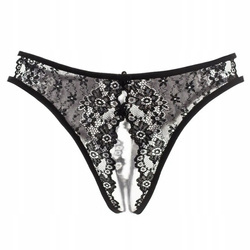 Stringi majtki damskie z dziurką otwarte