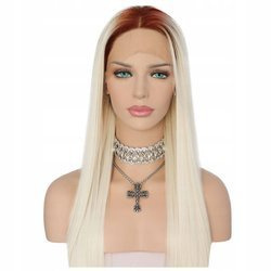 Peruka lace front długa ombre blond rudy prosta