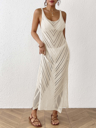 Długa ażurowa sukienka plażowa boho MAXI