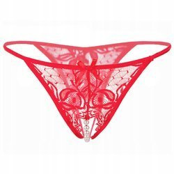 Stringi koronkowe z rozcięciem perełki