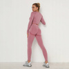 Komplet sportowy legginsy bezszwowe + top róż