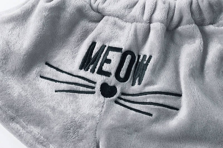 Ciepła piżama kotek pluszowa meow szara