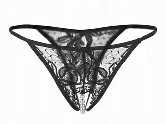 Stringi koronkowe z rozcięciem perełki