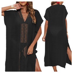 Pareo sukienka plażowa z haftem CZARNA