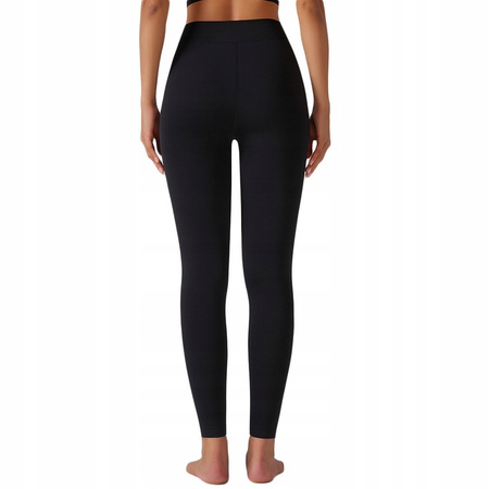 Czarne legginsy ocieplane z futerkiem