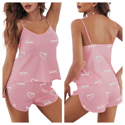 Piżama satynowa spodenki top dwuczęściowa