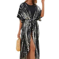 Pareo długa narzutka plażowa tunika z paskiem