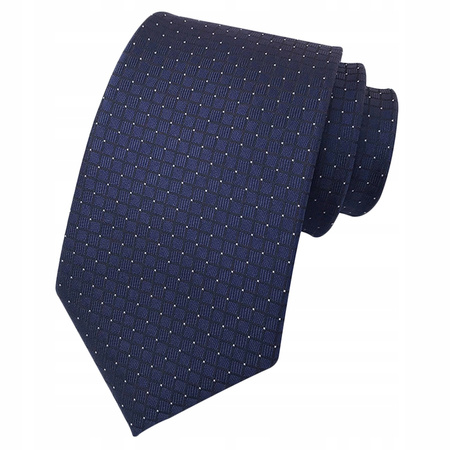 Krawat męski klasyczny w kratkę - granatowy