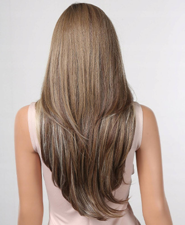 Peruka lace front długa brąz blond ombre