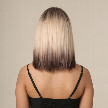 Peruka blond ombre krótkie proste włosy grzywka